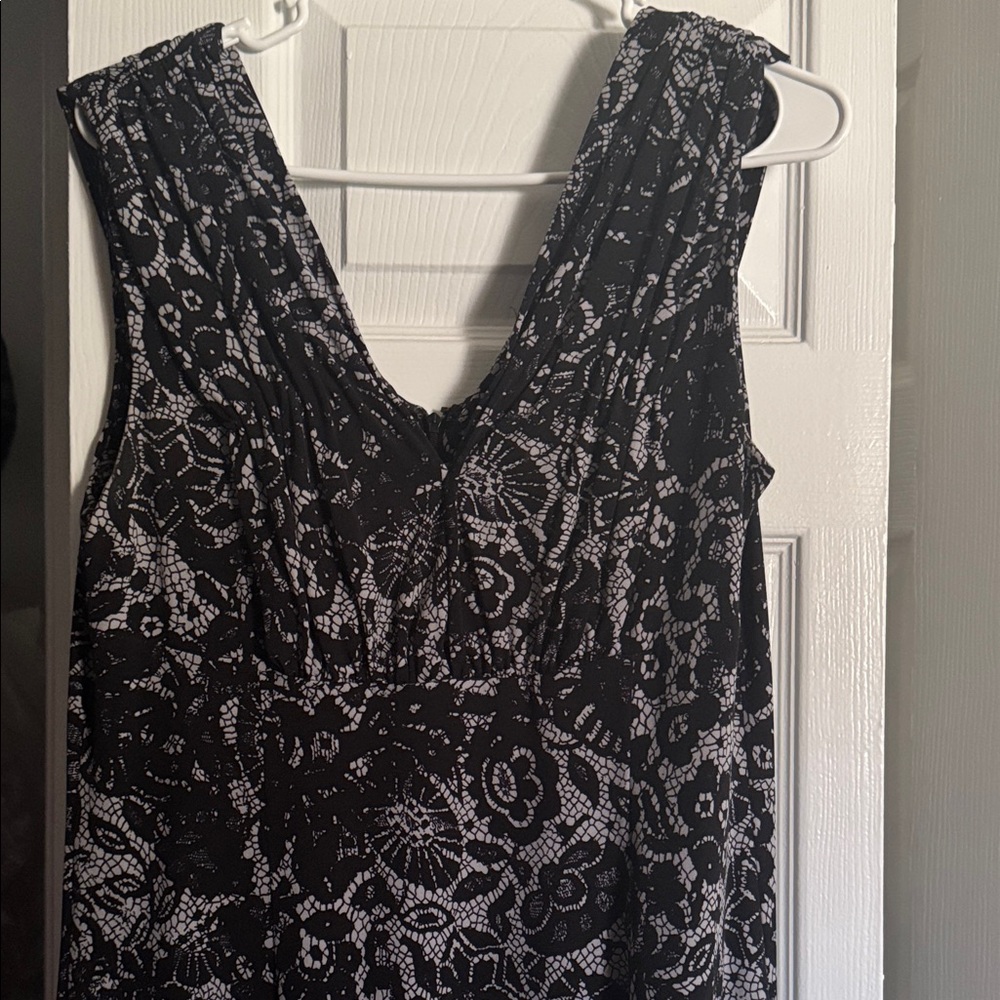 Calvin Klein Black and White Lace-Print Dress
